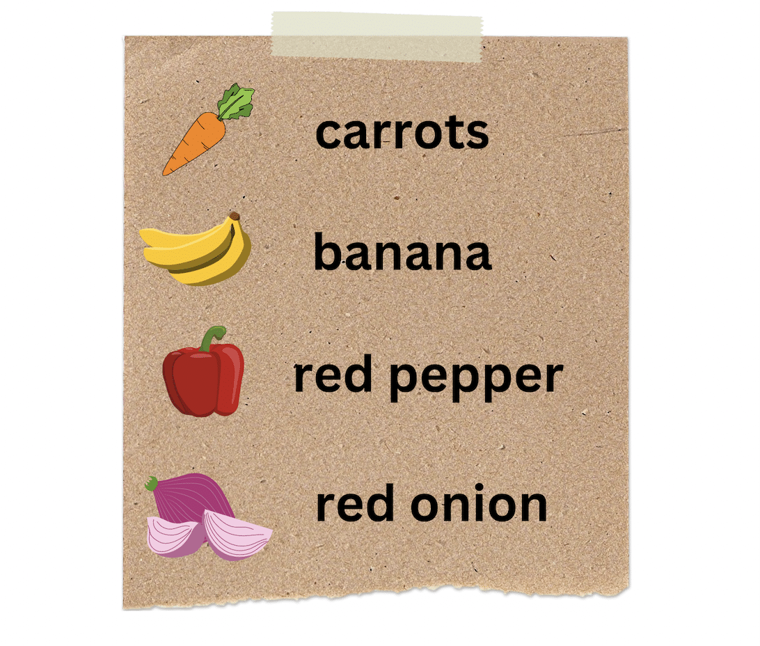 example grocery list for introducing vegetables to picky eaters
