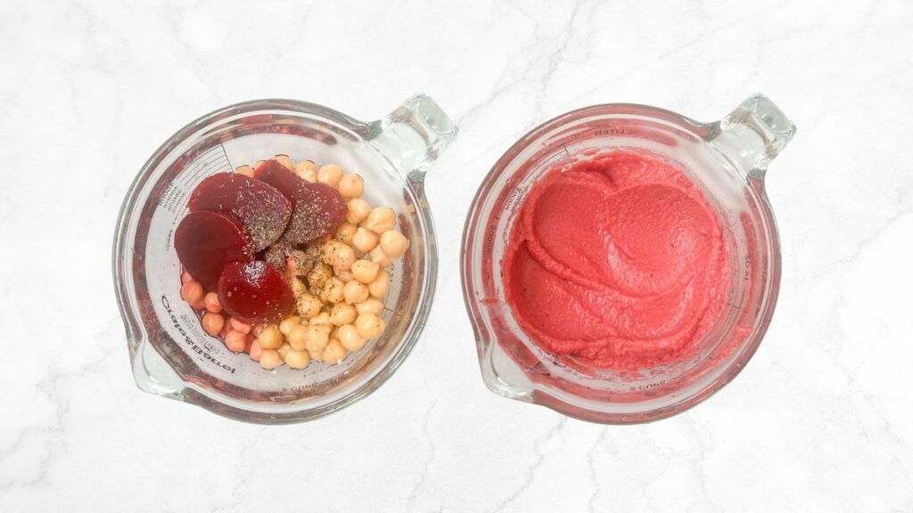 beet hummus in jar