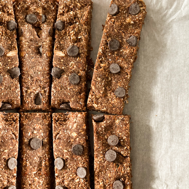 chocolate steel cut oat bars on parchment