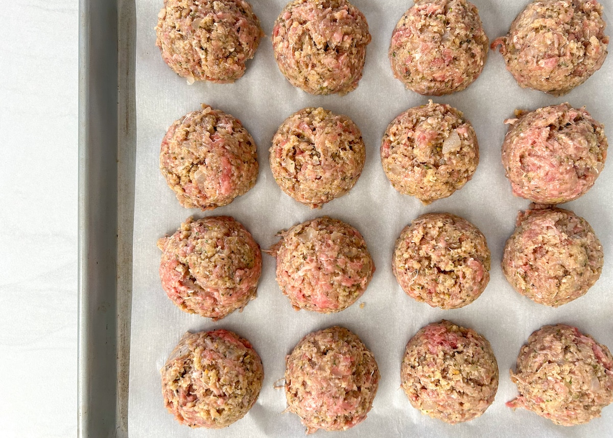 meatballs for toddlers on a baking tray