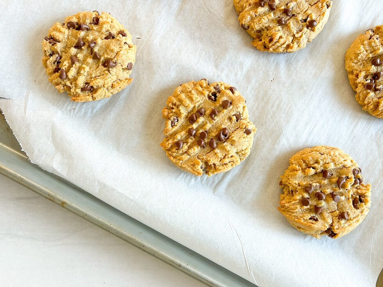 brown butter peanut butter cookies on a baking tray