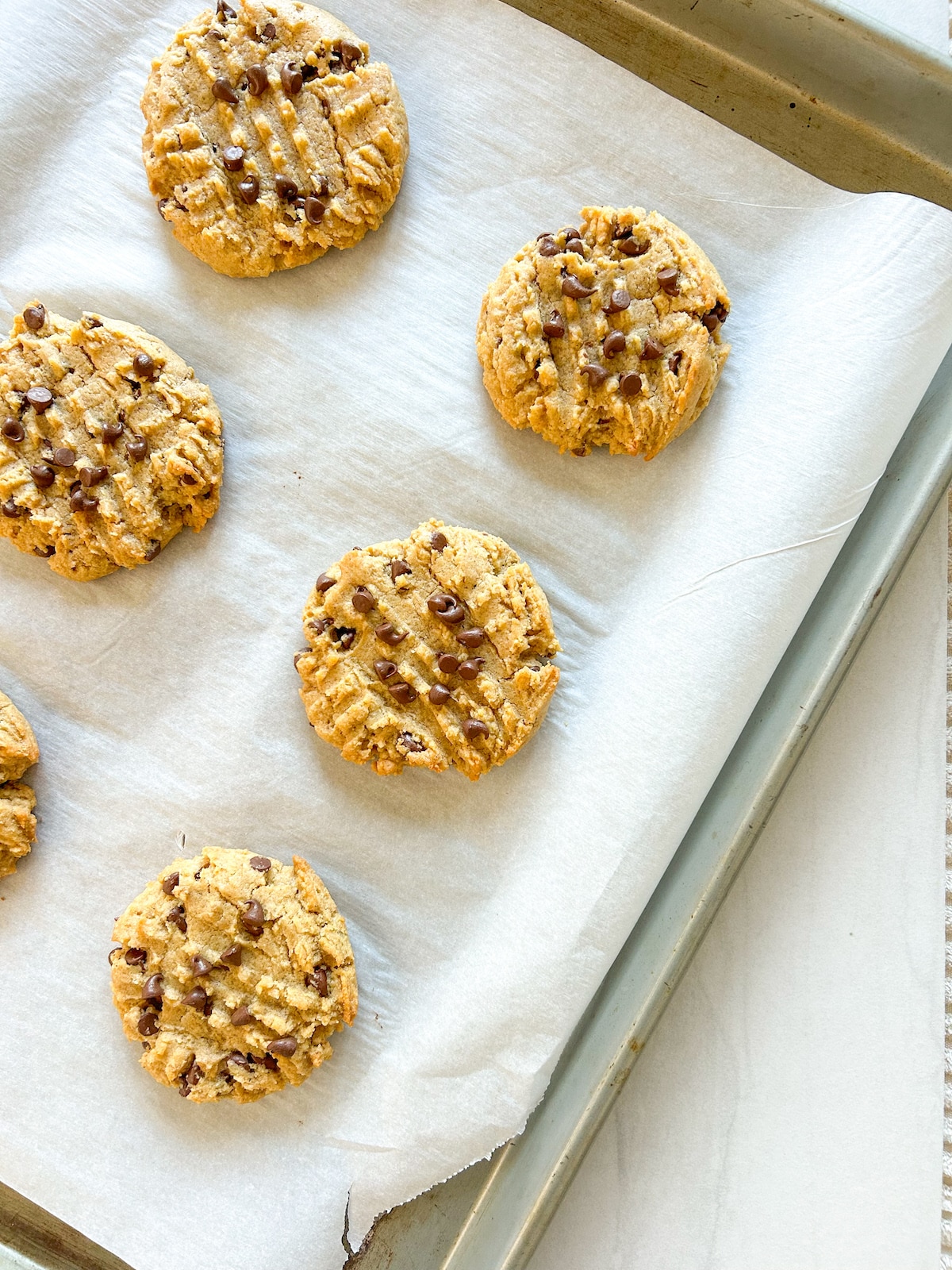 brown butter peanut butter cookies on a baking tray