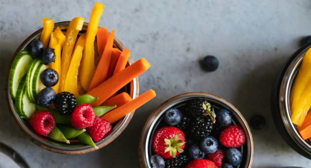 vegetables and fruits on a counter