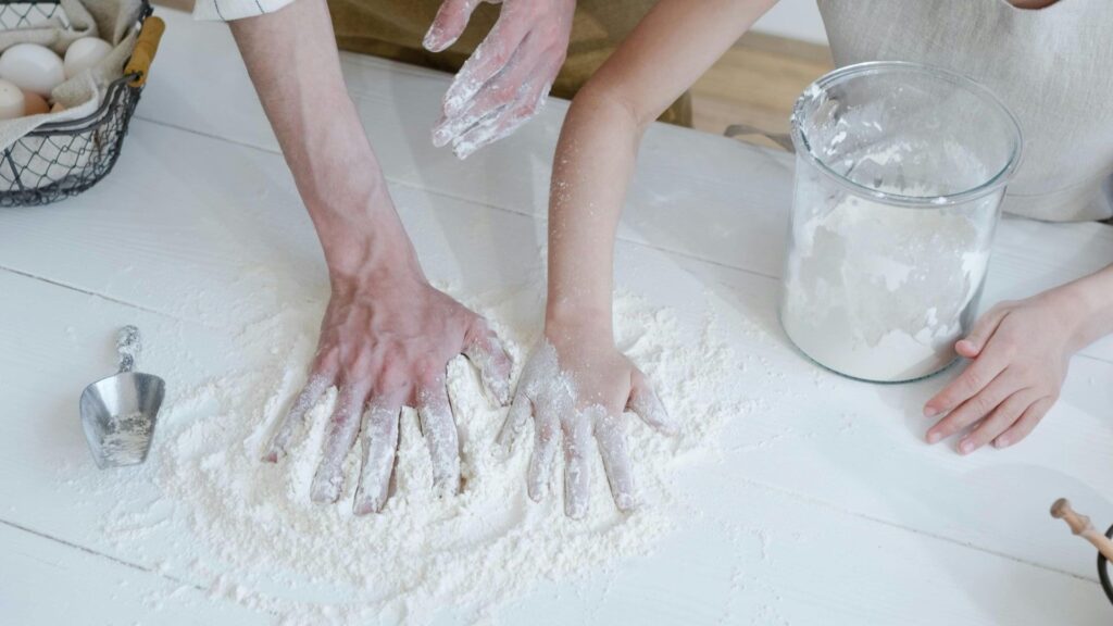 sensory food play with flour